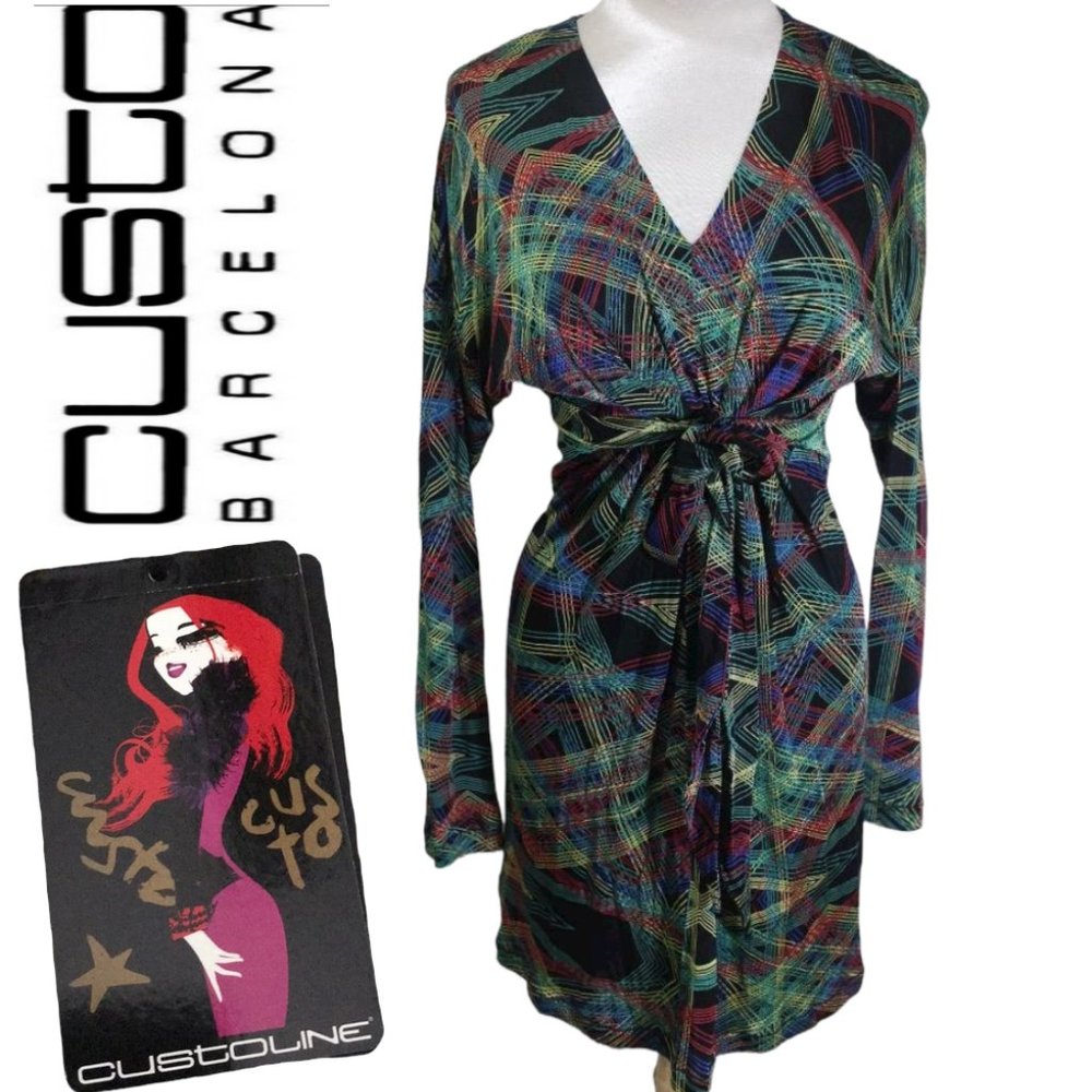 CUSTO BARCELONA LINE Abstract Print Wrap Dress